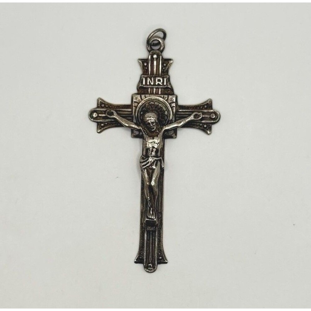 Vintage Sterling Silver Cross Crucifix Pendant Christian Engraved Betty Catholic